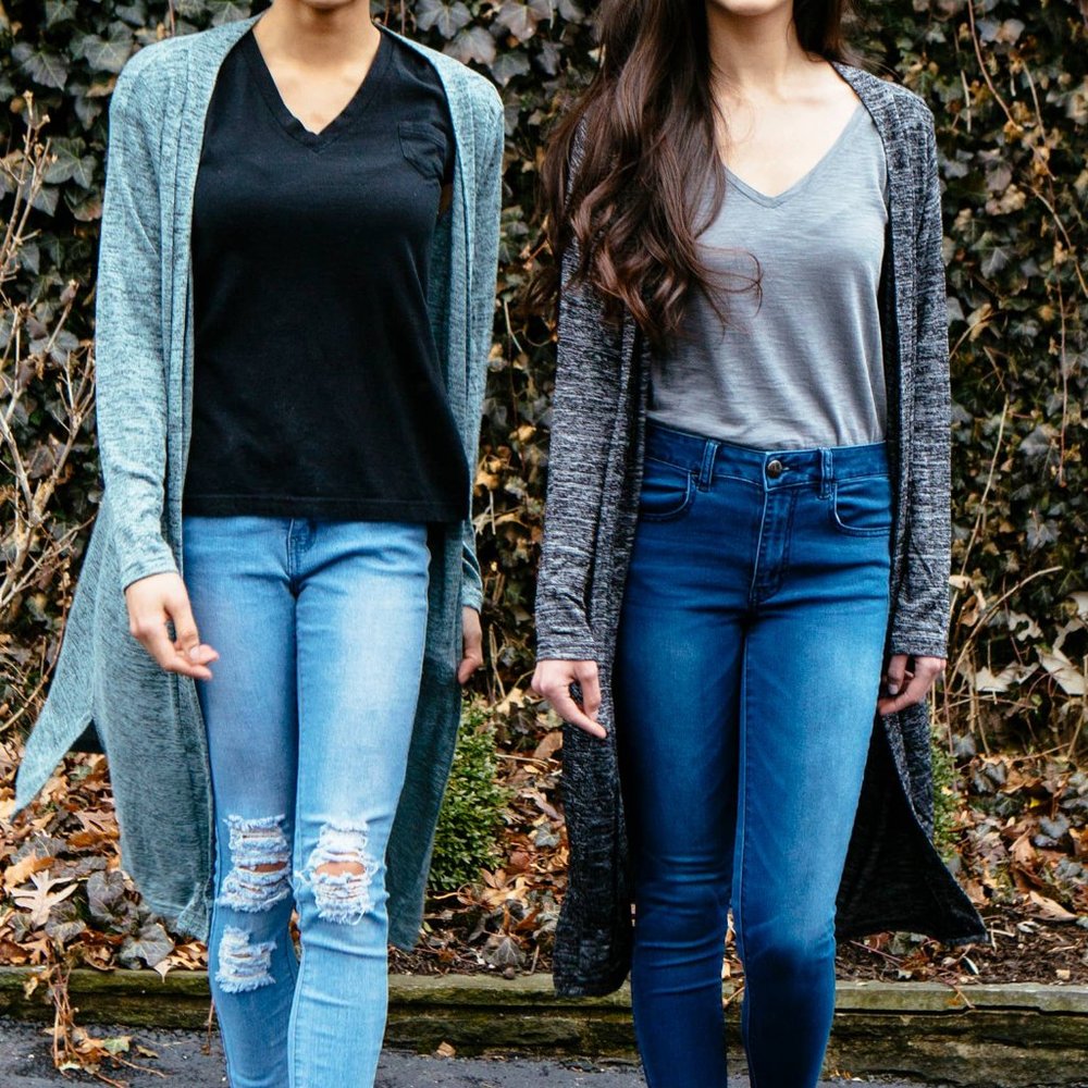 Heathered Blue Green Hello Mello Carefree Threads Long Open Front Cozy Cardigan